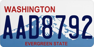 WA license plate AAD8792