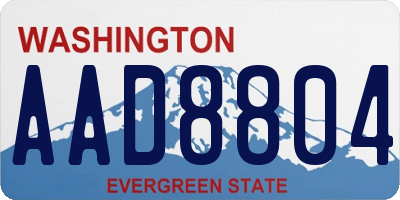 WA license plate AAD8804