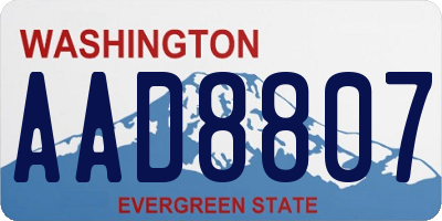 WA license plate AAD8807