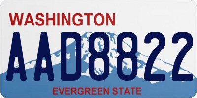 WA license plate AAD8822