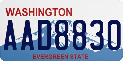 WA license plate AAD8830