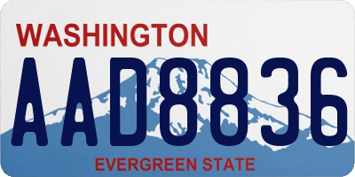 WA license plate AAD8836