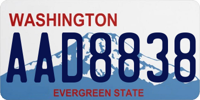WA license plate AAD8838