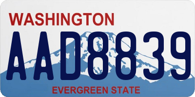 WA license plate AAD8839