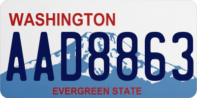 WA license plate AAD8863