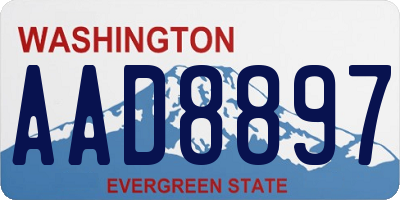 WA license plate AAD8897