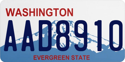 WA license plate AAD8910
