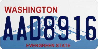 WA license plate AAD8916