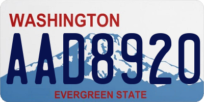 WA license plate AAD8920