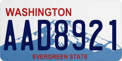 WA license plate AAD8921