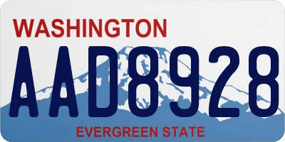 WA license plate AAD8928