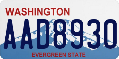WA license plate AAD8930