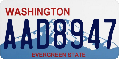 WA license plate AAD8947