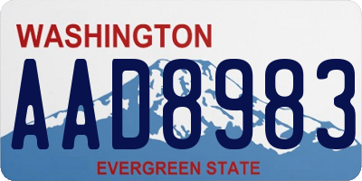 WA license plate AAD8983