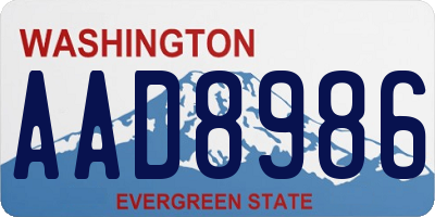 WA license plate AAD8986