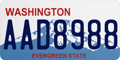 WA license plate AAD8988