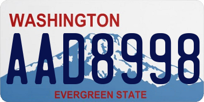 WA license plate AAD8998