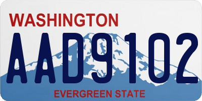 WA license plate AAD9102