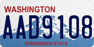 WA license plate AAD9108