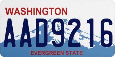 WA license plate AAD9216