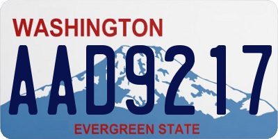 WA license plate AAD9217