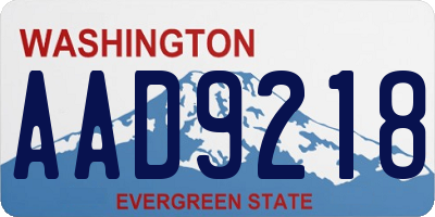 WA license plate AAD9218