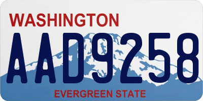 WA license plate AAD9258