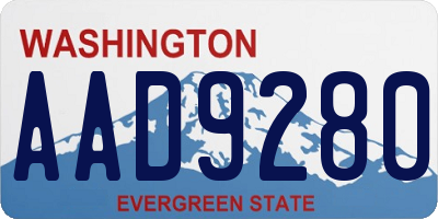 WA license plate AAD9280