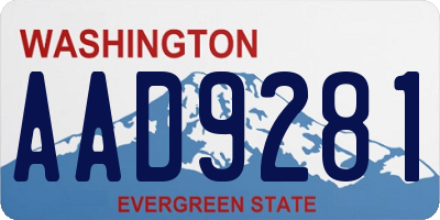 WA license plate AAD9281