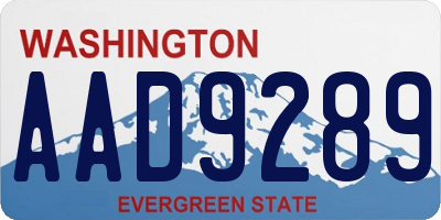 WA license plate AAD9289