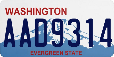 WA license plate AAD9314