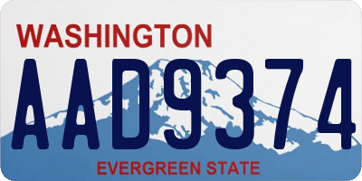 WA license plate AAD9374