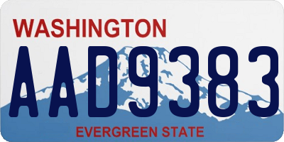 WA license plate AAD9383
