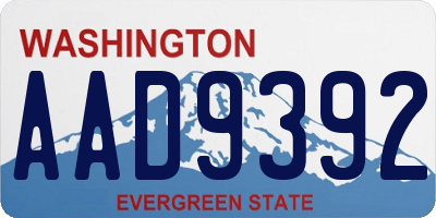 WA license plate AAD9392