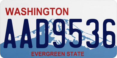 WA license plate AAD9536