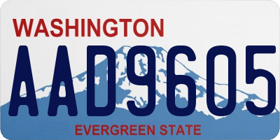 WA license plate AAD9605