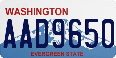 WA license plate AAD9650