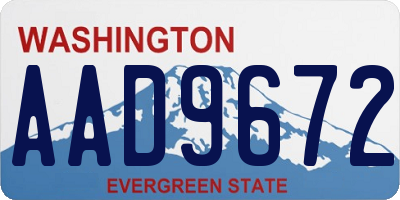WA license plate AAD9672