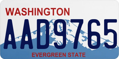 WA license plate AAD9765