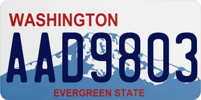 WA license plate AAD9803