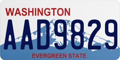 WA license plate AAD9829