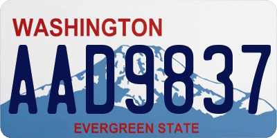 WA license plate AAD9837