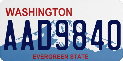 WA license plate AAD9840