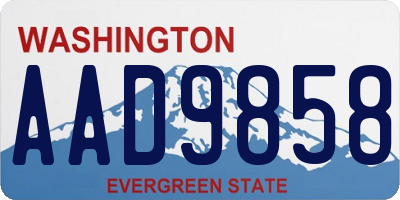 WA license plate AAD9858