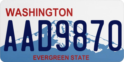 WA license plate AAD9870