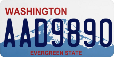 WA license plate AAD9890