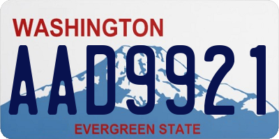 WA license plate AAD9921