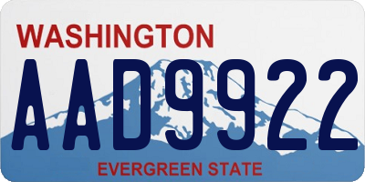 WA license plate AAD9922