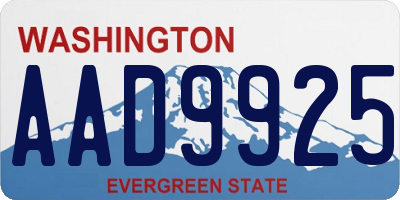 WA license plate AAD9925