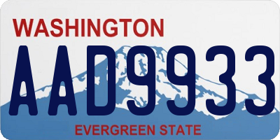 WA license plate AAD9933
